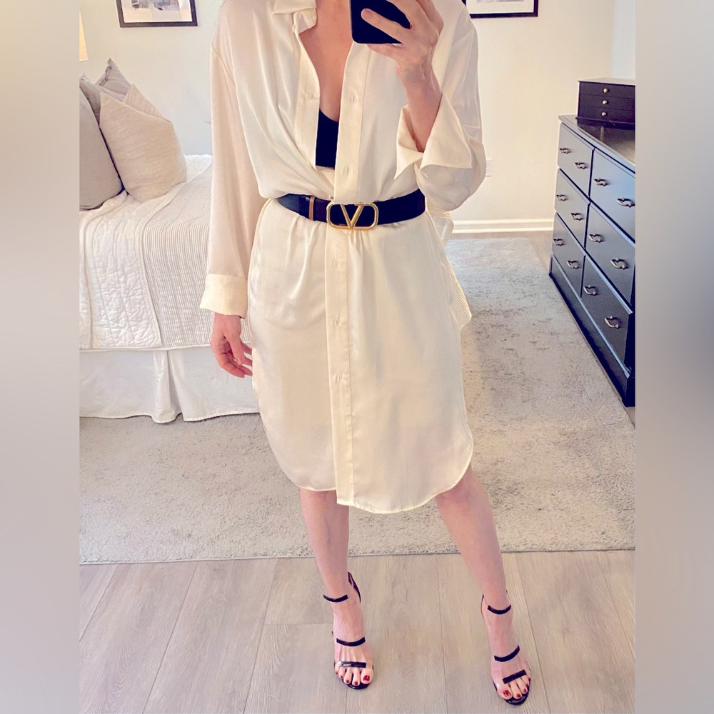 H&M MIDI Satin Shirt Dress, Medium